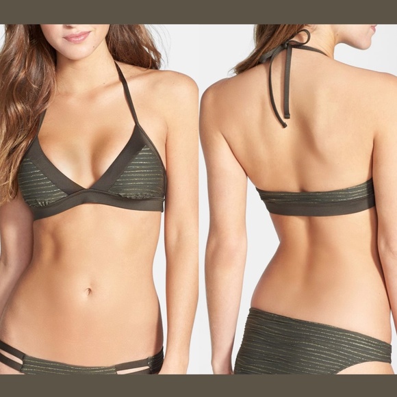 NWD Vitamin A Rothko Halter Bikini Padded Top in Palmetto Green [SZ D / 12 ]‎ - Picture 1 of 12